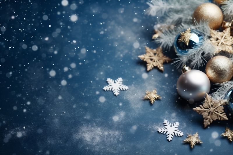 tree snowflakes new decoration card christmas gold christmas holiday year background celebration. Generative AI.