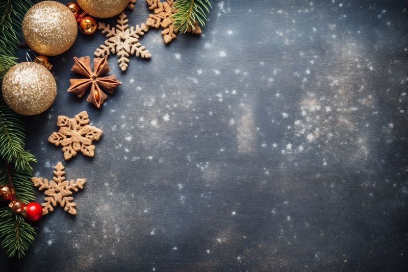 gold new decoration snowflakes background card holiday tree christmas christmas light year. Generative AI.