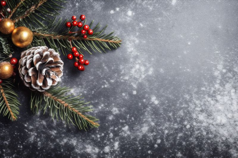 christmas snowflakes holiday decoration copy gold christmas space new year card tree background. Generative AI.