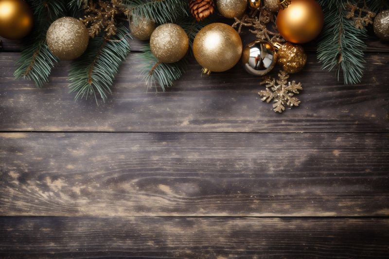 gift snowflakes tree card background decoration holiday christmas year christmas new gold. Generative AI.