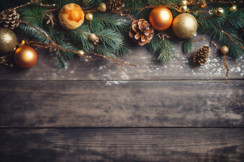 decoration card christmas snowflakes new background christmas tree gold holiday year bright. Generative AI.