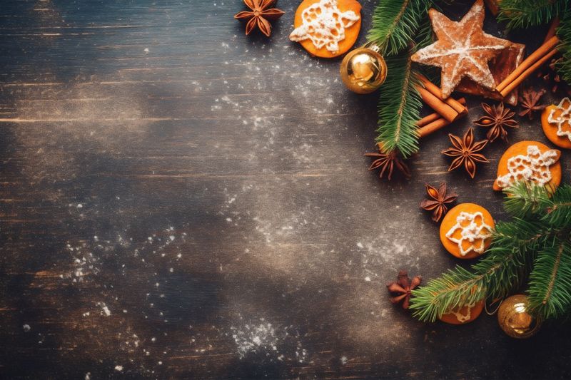 holiday christmas new christmas decoration snowflakes gold year tree background card decorative. Generative AI.