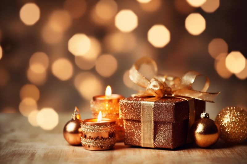 christmas background new gold new decoration christmas snowflakes card year holiday year tree. Generative AI.