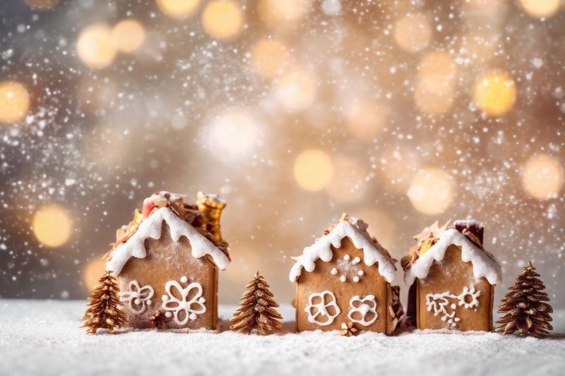 holiday design snowflakes new christmas background tree decoration gold christmas card year. Generative AI.