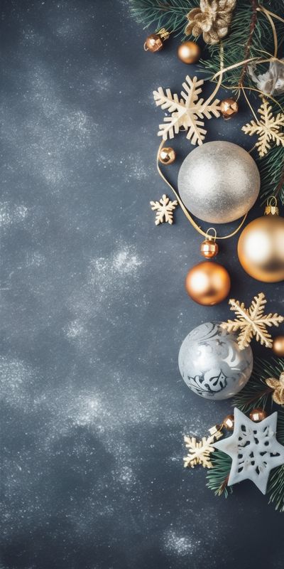 new decoration snowflakes year text holiday tree christmas space card gold christmas background. Generative AI.