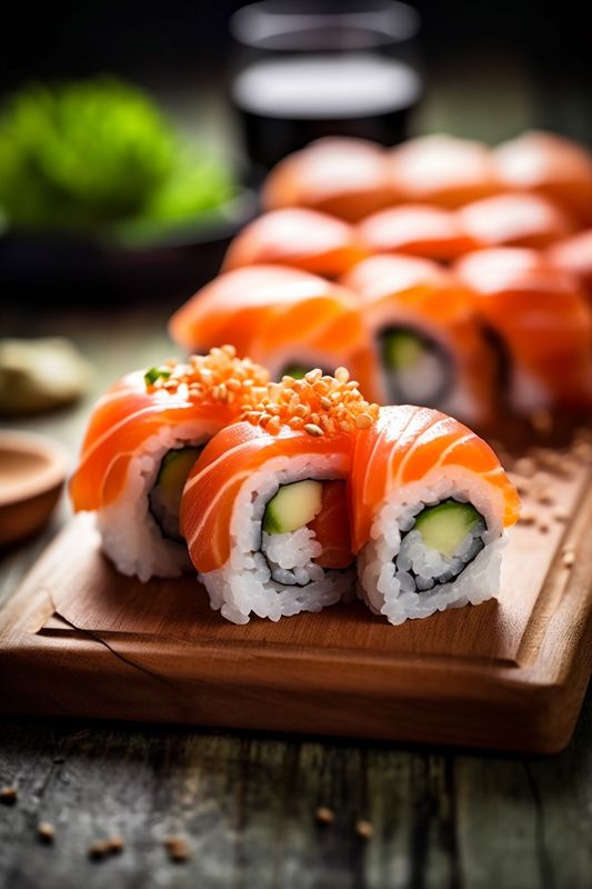 roll fish seafood meal rice japan japanese set food sushi. Generative AI.