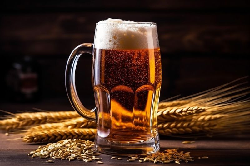 pub alcohol beverage glass gold lager foam drink pint beer. Generative AI.