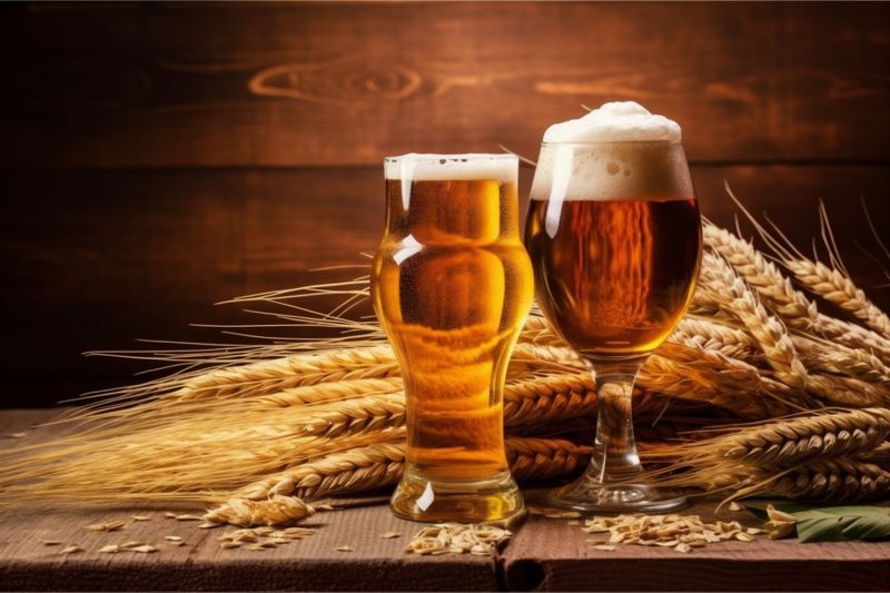 lager drink glass beverage foam pub beer alcohol pint gold. Generative AI.