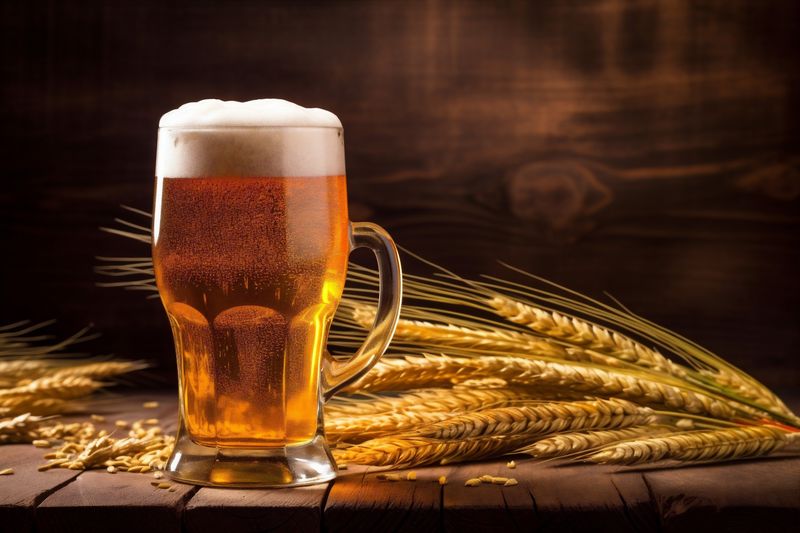 lager drink foam pint pub beverage alcohol gold glass beer. Generative AI.