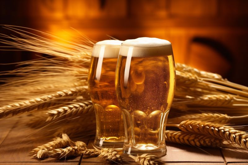 pub drink glass pint alcohol beer lager beverage gold foam. Generative AI.