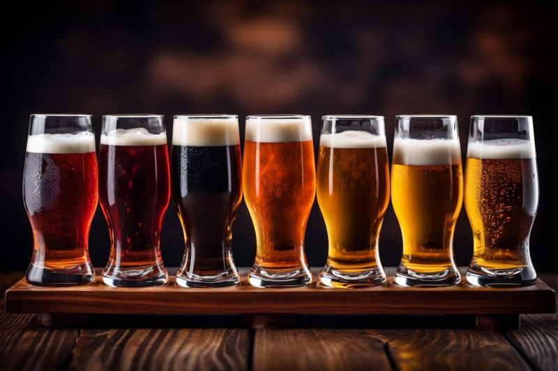 glass pub drink beer gold lager alcohol pint beverage foam. Generative AI.