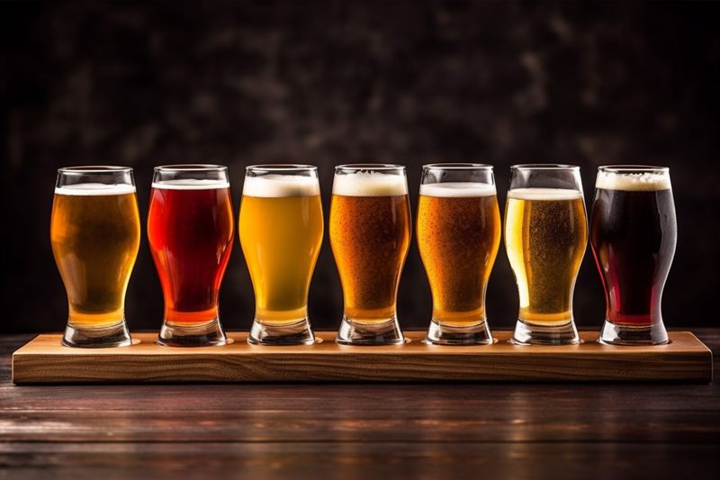 drink pub alcohol lager beer gold glass beverage pint foam. Generative AI.