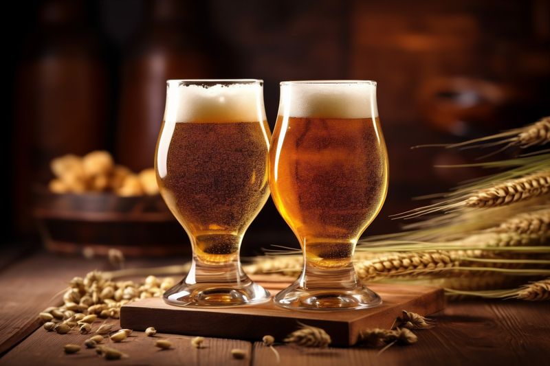 pub drink pint alcohol foam glass gold lager beverage beer. Generative AI.