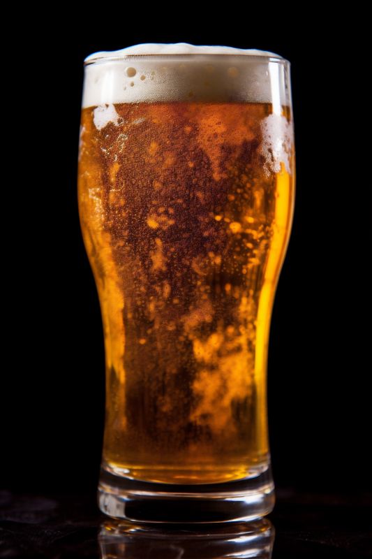 gold pub alcohol beer foam drink pint glass lager beverage. Generative AI.