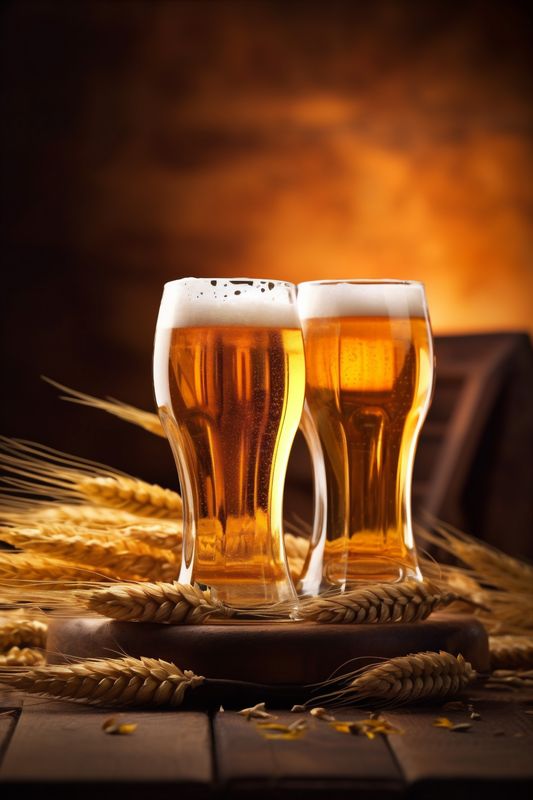 drink foam gold pint pub alcohol glass beverage lager beer. Generative AI.