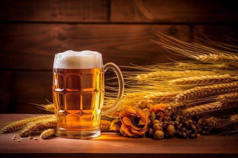 foam pint glass lager beverage beer pub gold drink alcohol. Generative AI.