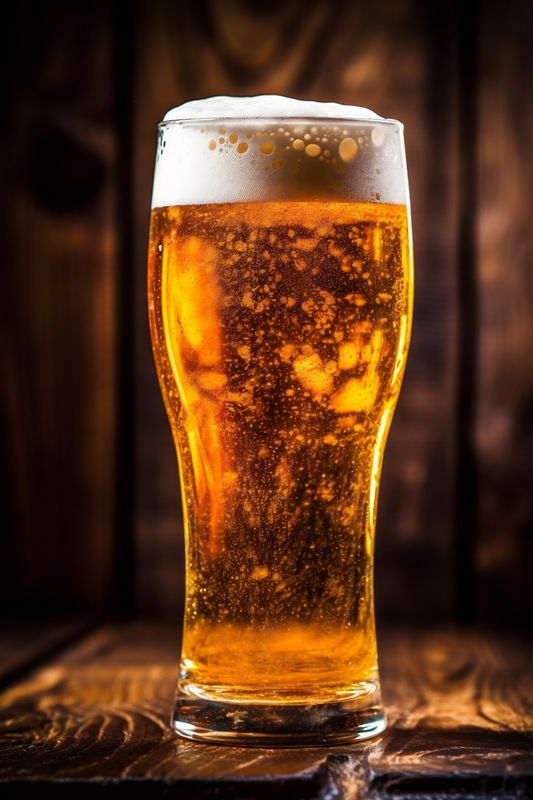 foam pint gold drink lager beer pub beverage glass alcohol. Generative AI.