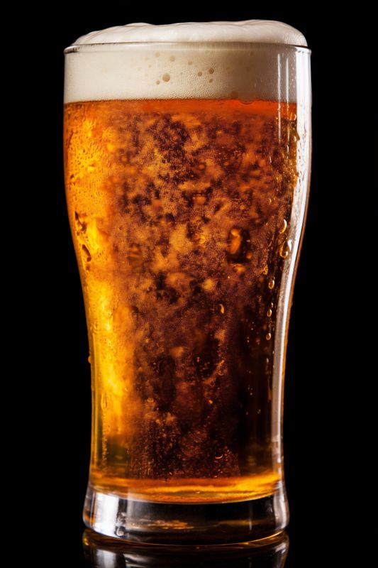 beer alcohol gold beverage glass pub drink foam pint lager. Generative AI.