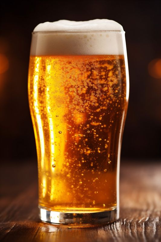 lager foam alcohol pub glass beverage gold pint drink beer. Generative AI.