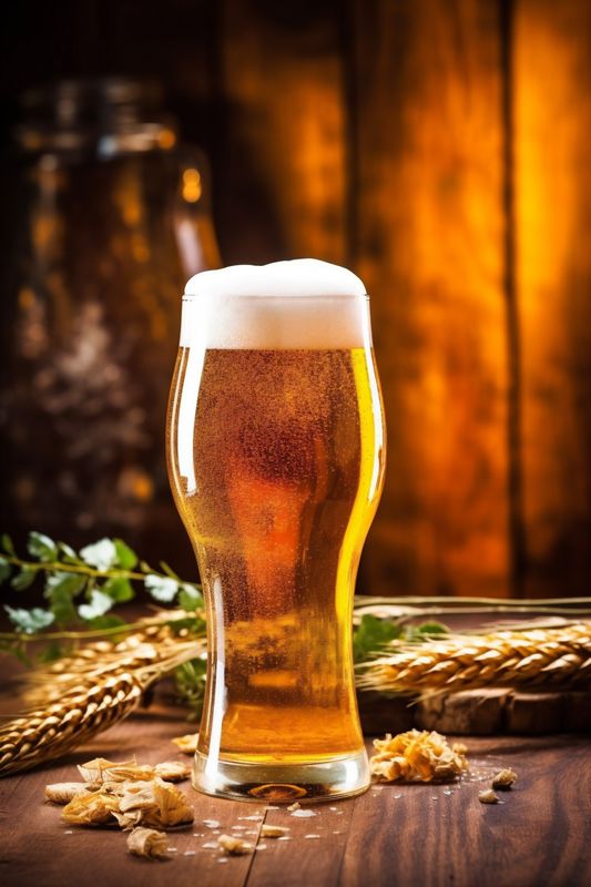 pub gold glass pint alcohol beer beverage lager foam drink. Generative AI.