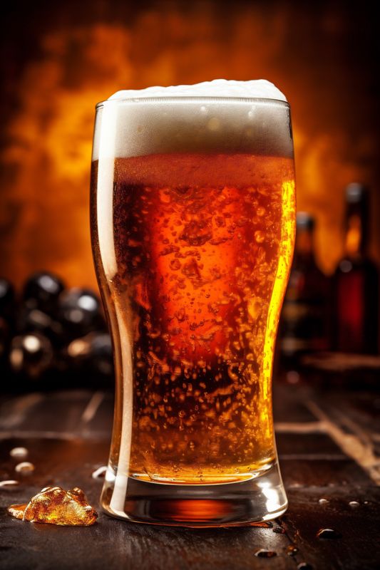 lager glass drink foam alcohol beer pint pub beverage gold. Generative AI.