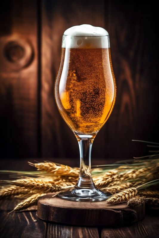 glass lager pint alcohol pub drink beverage foam gold beer. Generative AI.