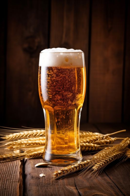 pub lager drink beer glass beverage alcohol foam gold pint. Generative AI.