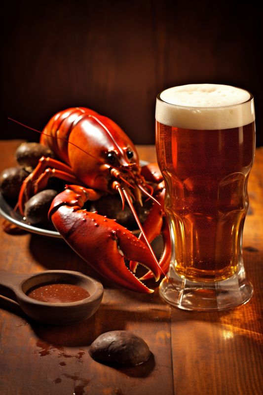 meal seafood red crayfish food snack crawfish background beer crab glass. Generative AI.