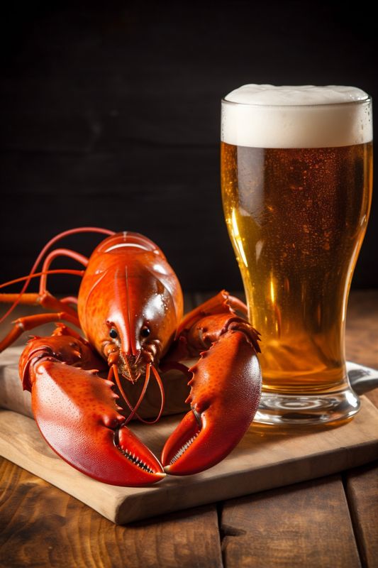 freshness glass beer background food crayfish seafood crab snack red crawfish. Generative AI.