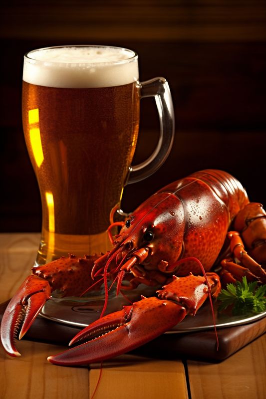 food beer crab crawfish background glass seafood crayfish snack red cooked. Generative AI.