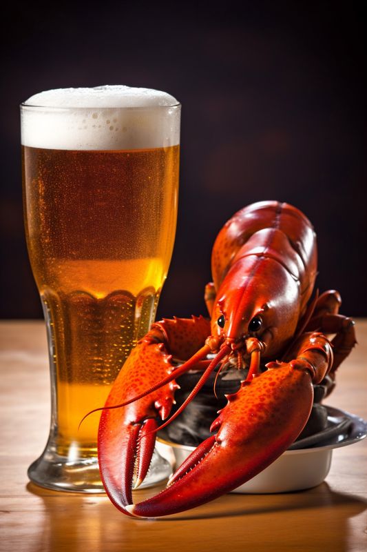 crawfish food crab beverage background beer snack glass seafood red crayfish. Generative AI.