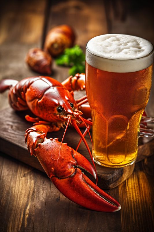 snack seafood red crayfish glass crab crawfish food beer background prepared. Generative AI.