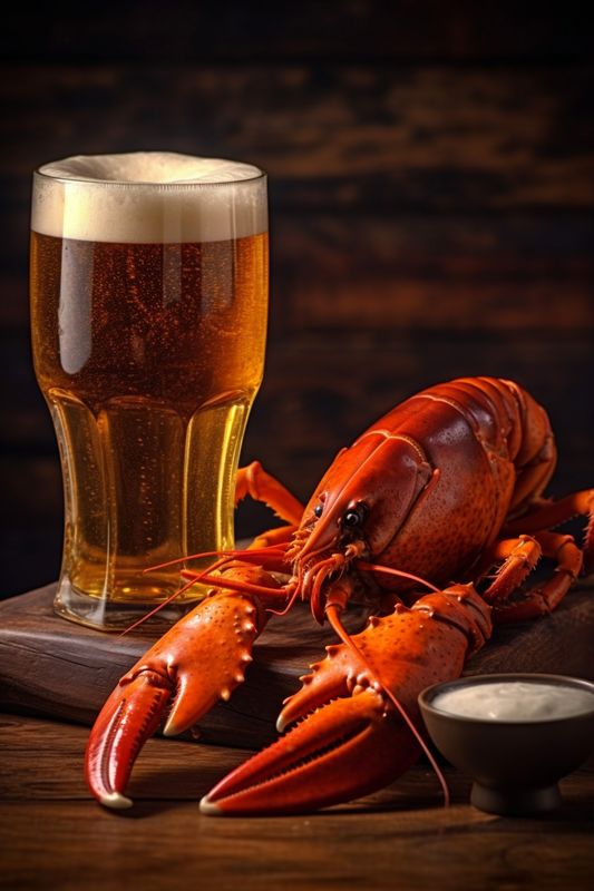 background seafood crab food glass red claw crawfish snack beer crayfish. Generative AI.