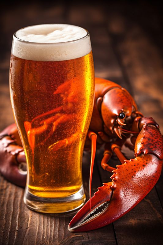 glass crayfish crawfish red food seafood snack crab animal background beer. Generative AI.