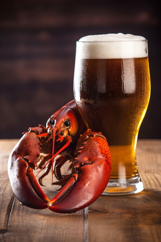 food crab background crayfish red beer snack mug seafood glass crawfish. Generative AI.