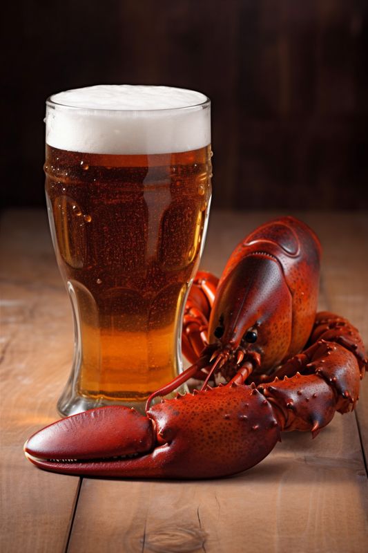 seafood crab nutrition food red crawfish glass snack crayfish background beer. Generative AI.