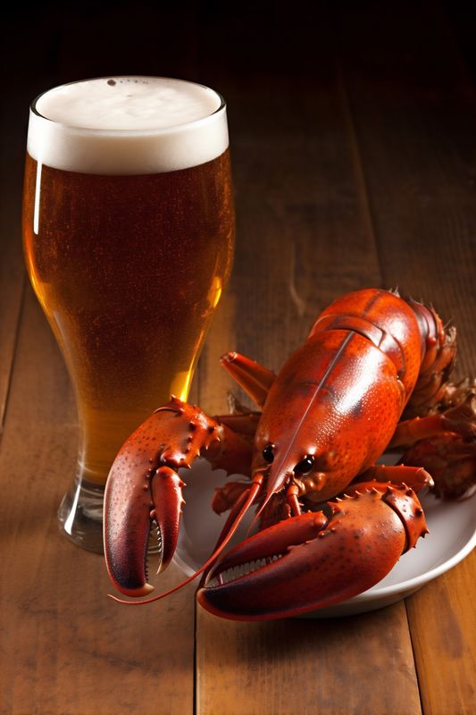 crayfish seafood background beer food glass beverage crab red snack crawfish. Generative AI.