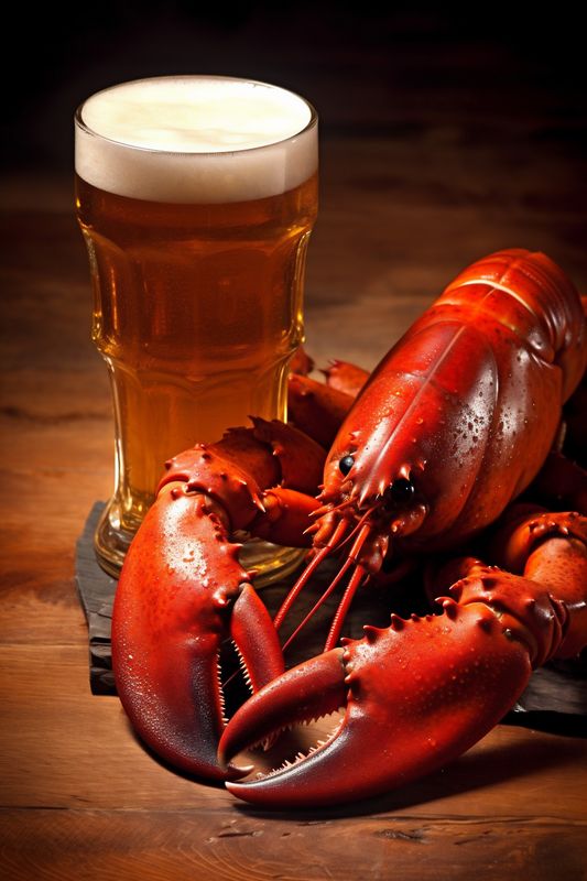 background crab beer freshness seafood snack red crayfish glass food crawfish. Generative AI.
