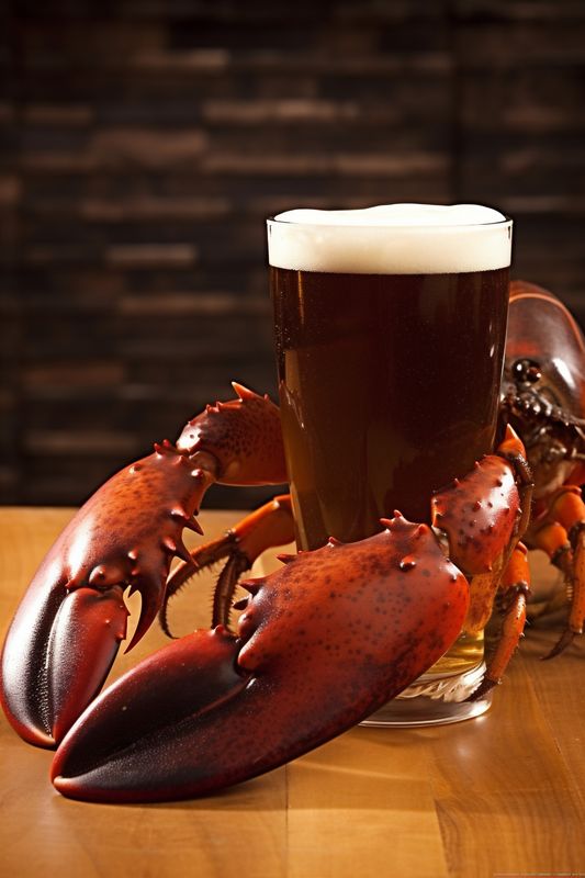 crab red background snack seafood glass crayfish crawfish drink food beer. Generative AI.