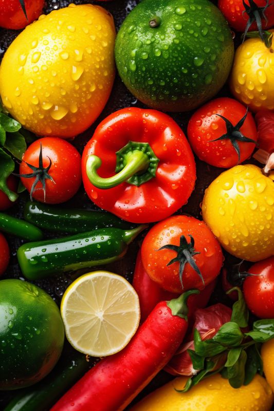 vegetable close-up background vegetarian water fresh green drop food organic healthy clean. Generative AI.