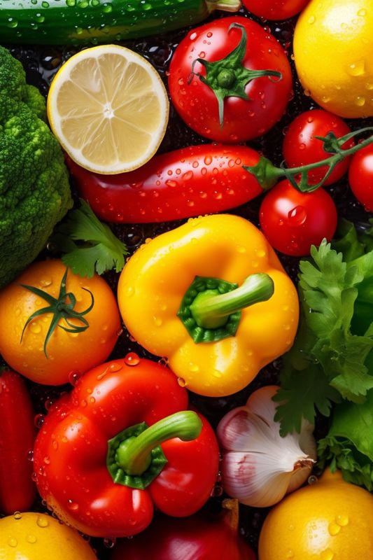 water vegetable tomato background green food drop close-up healthy vegetarian fresh organic. Generative AI.