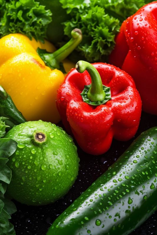 green water fresh organic close-up healthy vegetable lettuce vegetarian background food drop. Generative AI.