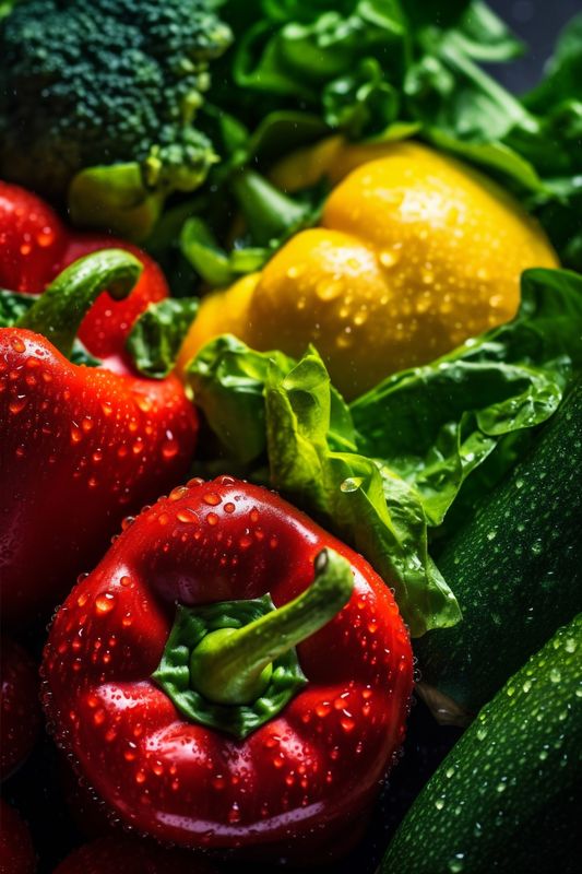 vegetarian fresh water harvest background healthy vegetable organic close-up food green drop. Generative AI.