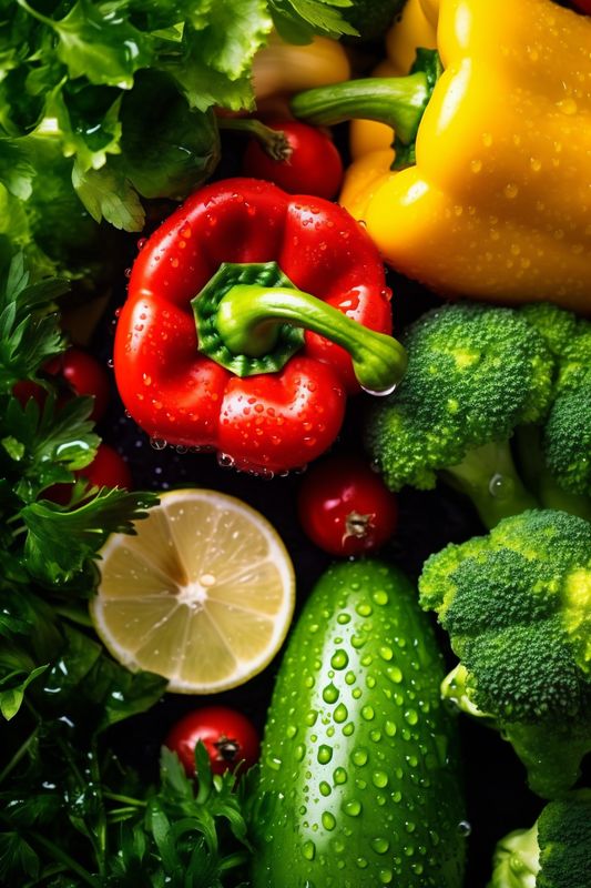 drop green vegetarian healthy water fresh organic vegetable background freshness food close-up. Generative AI.