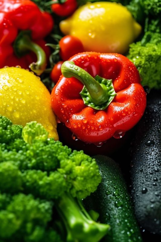 vegetarian water close-up vegetable healthy food background isolated organic green fresh drop. Generative AI.