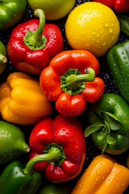 food close-up healthy fruit water drop vegetable green fresh background vegetarian organic. Generative AI.