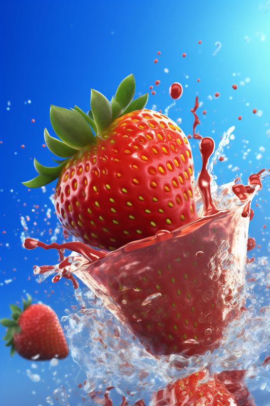 blue fruit strawberry freshness healthy background food fresh water splash red. Generative AI.