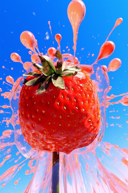fruit water background blue freshness red healthy food splash strawberry fresh. Generative AI.