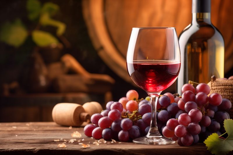 wine celebrate background bottle alcohol drink winery glass grape beverage food. Generative AI.