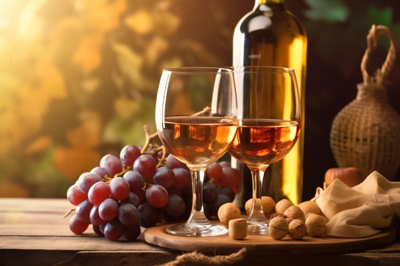 background winery beverage wine grape red alcohol glass food drink bottle. Generative AI.